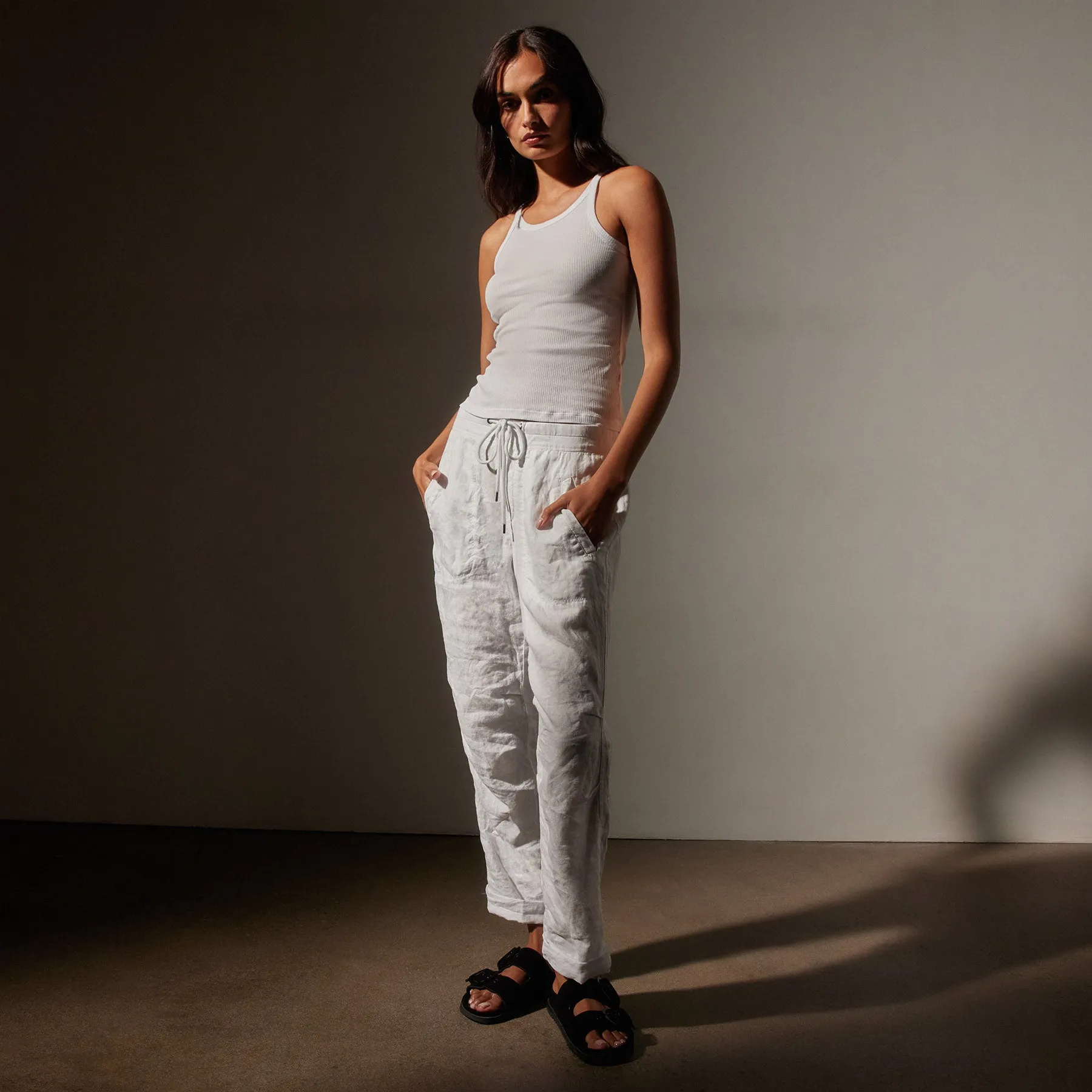 Linen Soft Drape Pant - White sold by James Perse