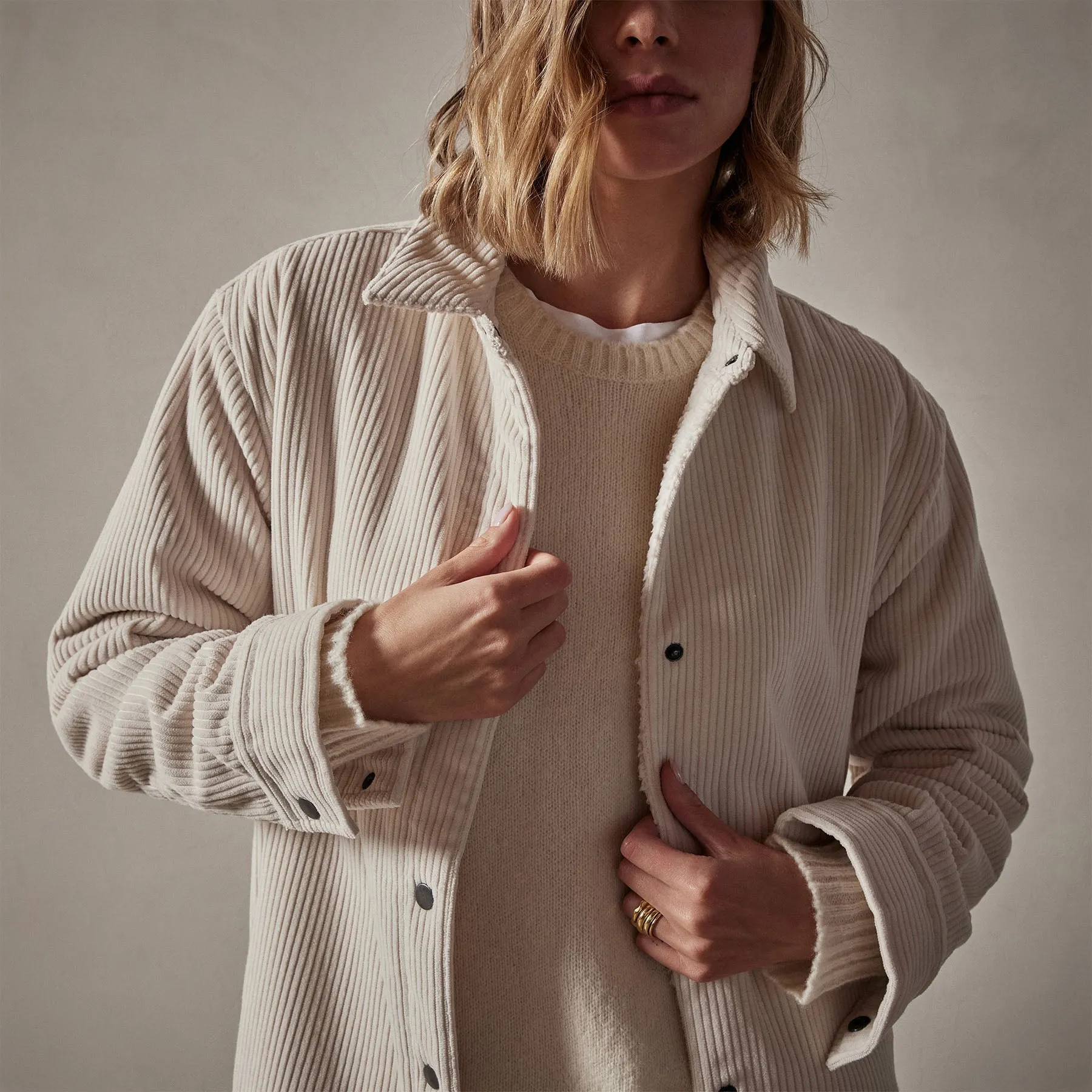 Sherpa Lined Oversized Corduroy Jacket - Canvas sold by James Perse product image thumbnail 3