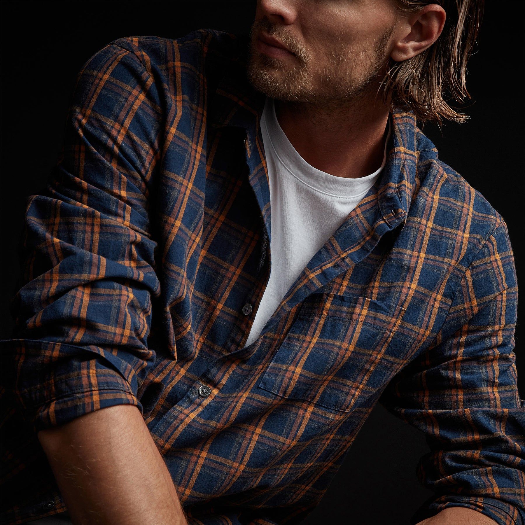 Brushed Cotton Plaid Shirt - Titan/Amber sold by James Perse product image thumbnail 3