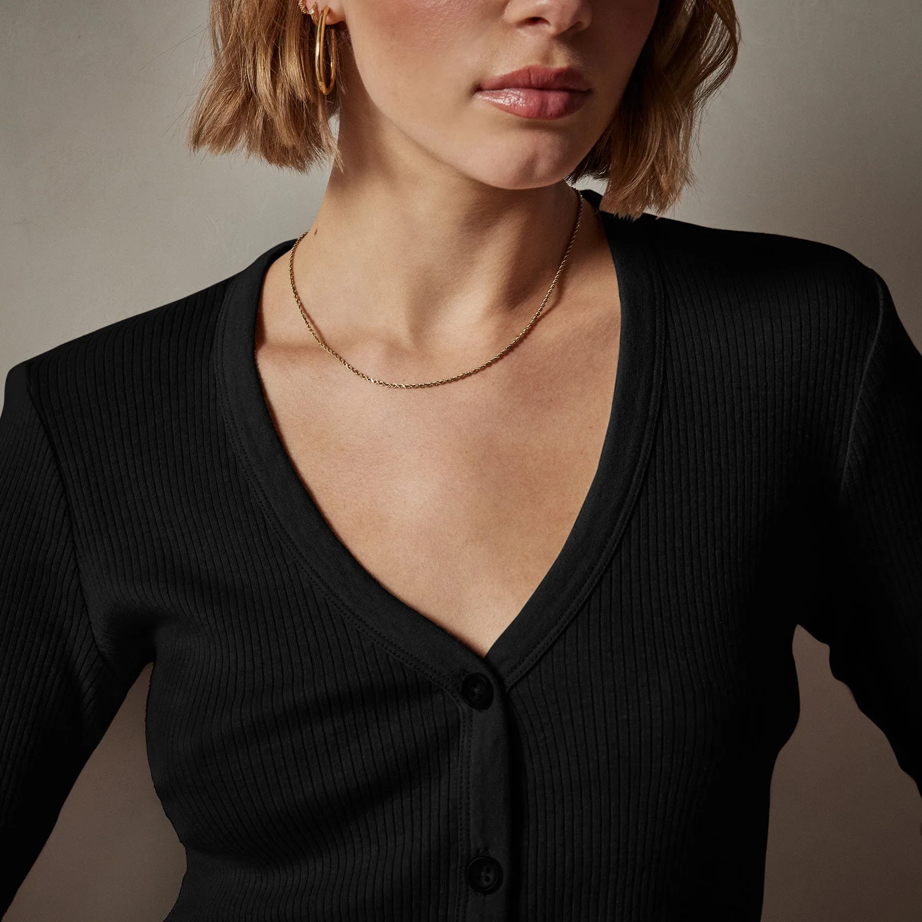 Cotton Cashmere Rib Cardigan - Black sold by James Perse product image thumbnail 4