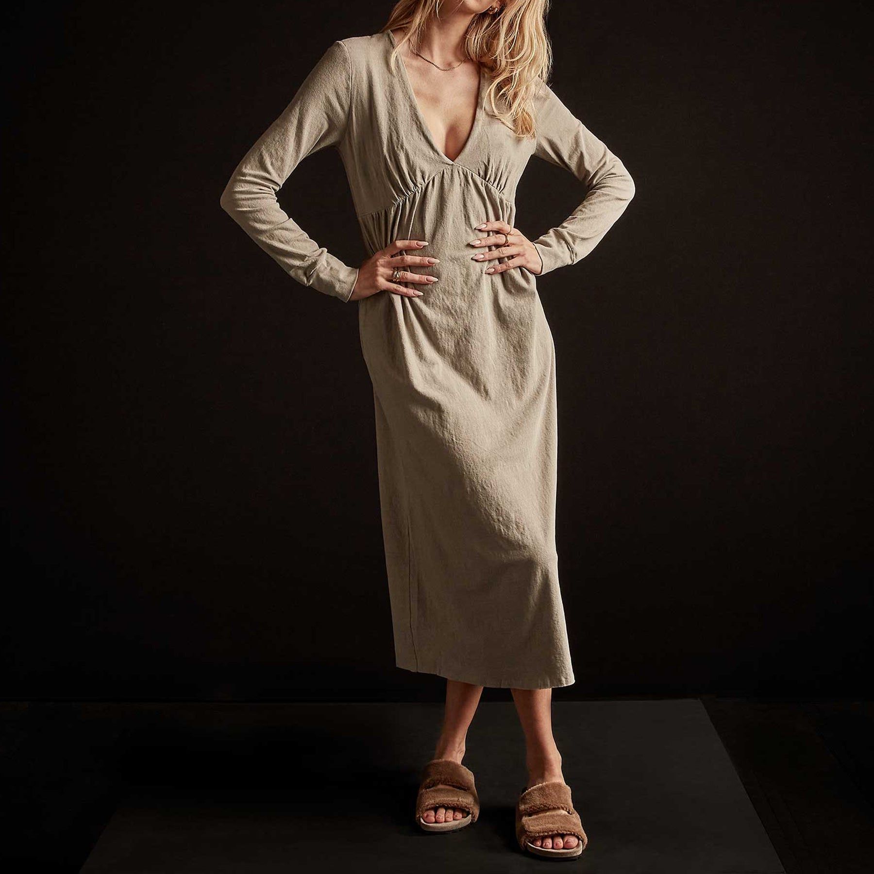 Recycled Brushed Empire Waist Dress - Mineral Pigment sold by James Perse product image thumbnail 2