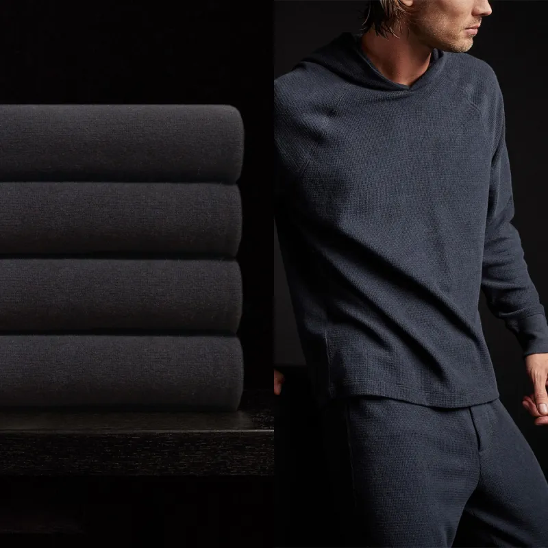 Men's Thermal Knit Lounge Set With Cashmere Blanket - French Navy/Black sold by James Perse