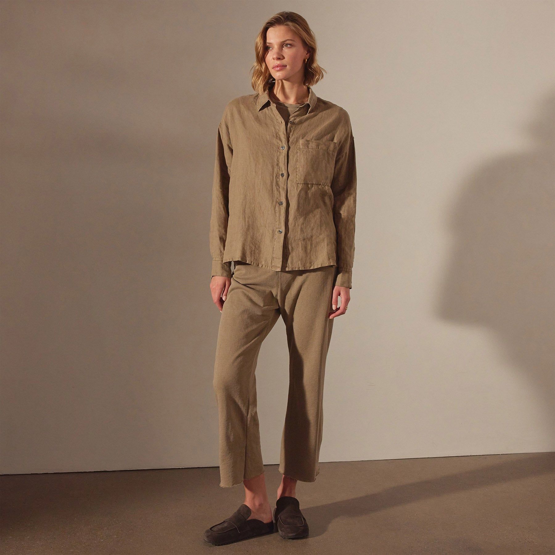 Linen Oversized Shirt - Cashew Pigment sold by James Perse product image thumbnail 3