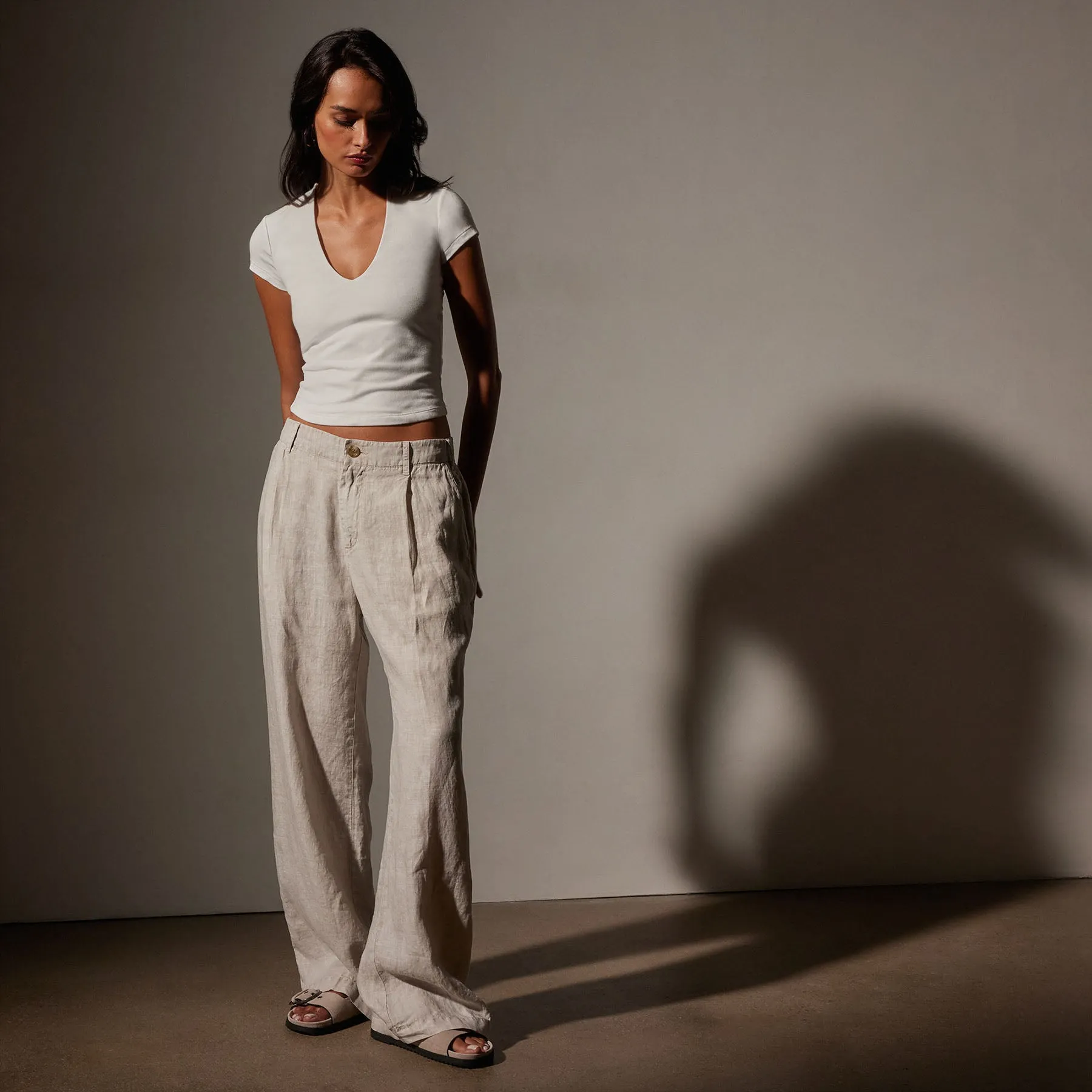 Linen Pleated Pant - Salt Pigment sold by James Perse