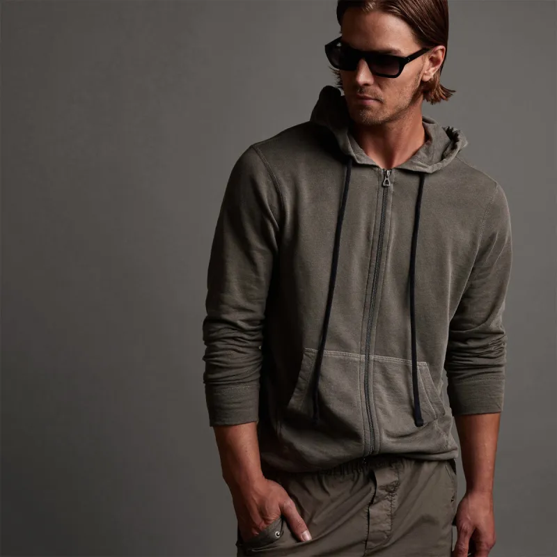 Vintage French Terry Zip Up Hoodie- River Rock Pigment sold by James Perse