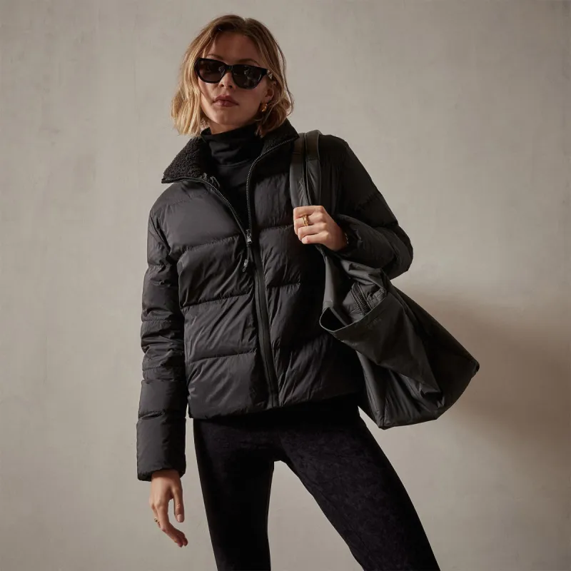 Side Stripe Puffer Jacket - Black/Black sold by James Perse