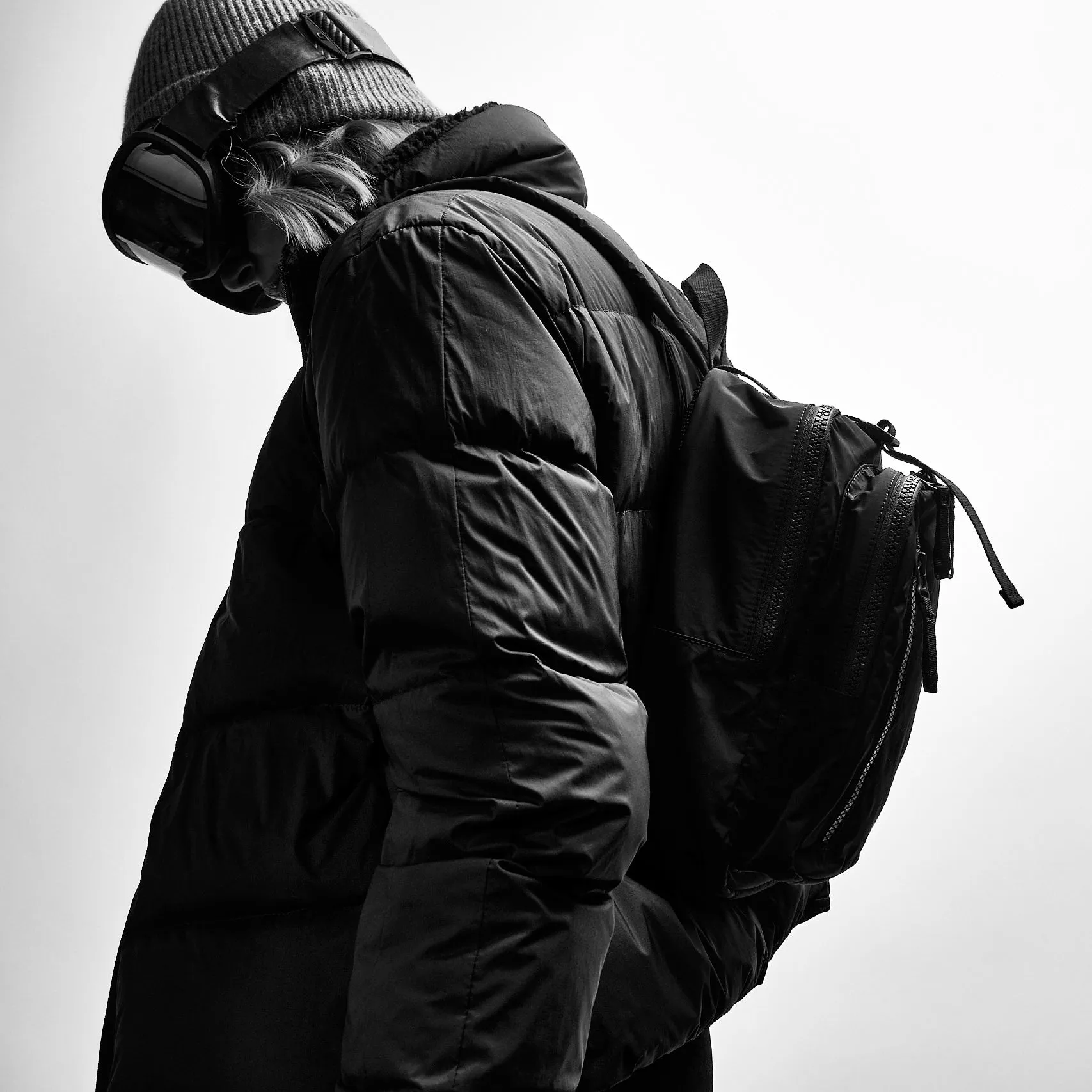 Side Stripe Puffer Jacket - Black/Black sold by James Perse product image thumbnail 2