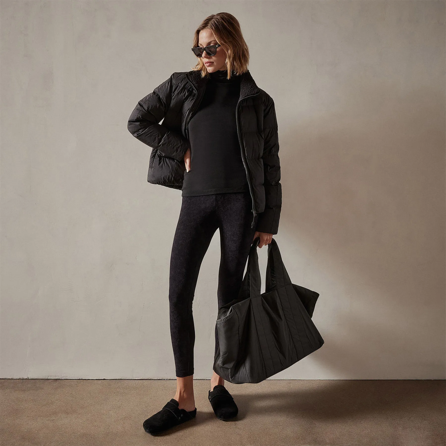 Side Stripe Puffer Jacket - Black/Black sold by James Perse product image thumbnail 5