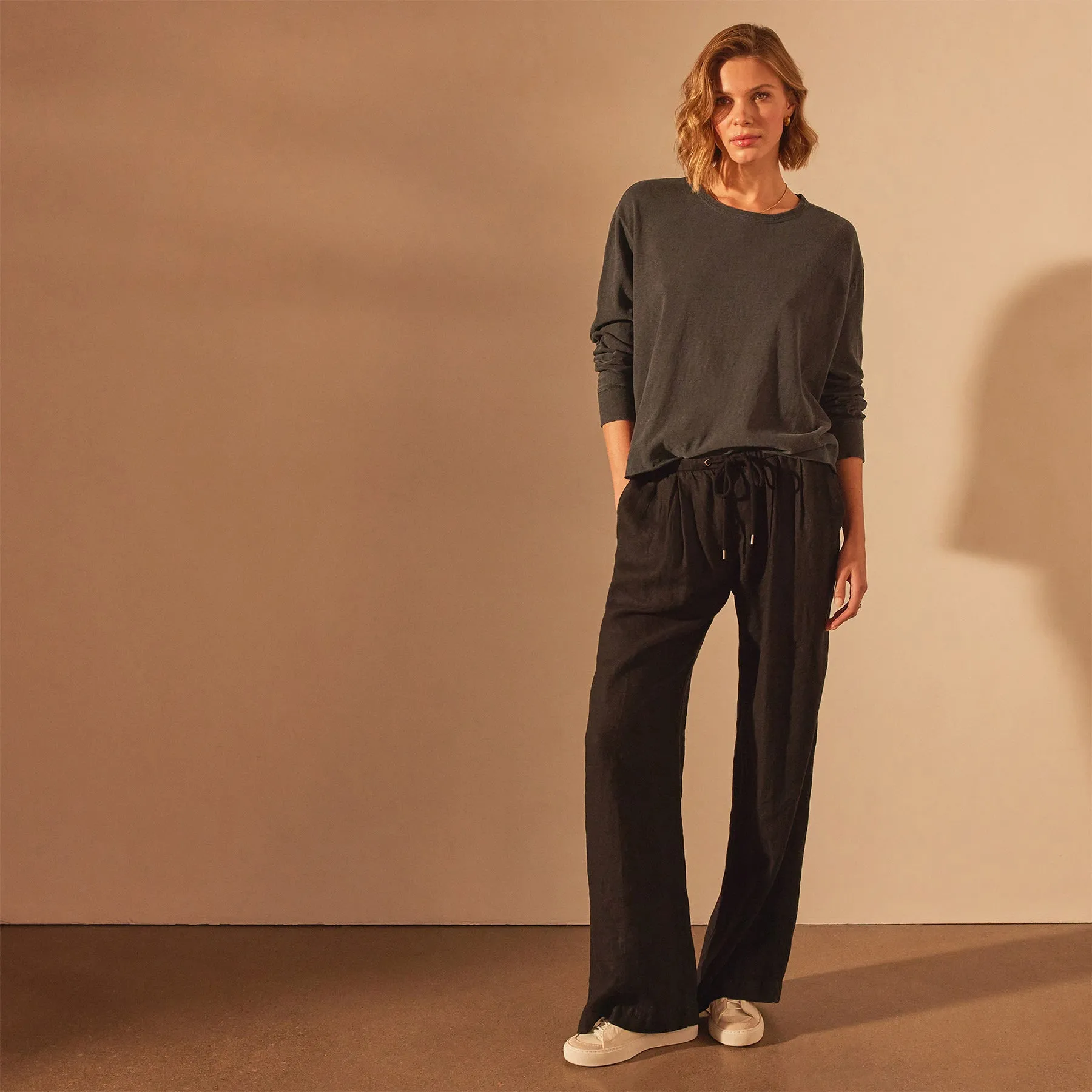 Long Sleeve Boxy Tee - Magma Pigment sold by James Perse product image thumbnail 2