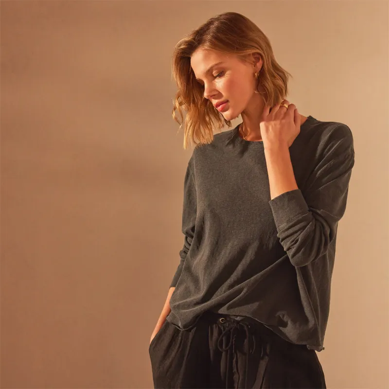 Long Sleeve Boxy Tee - Magma Pigment sold by James Perse