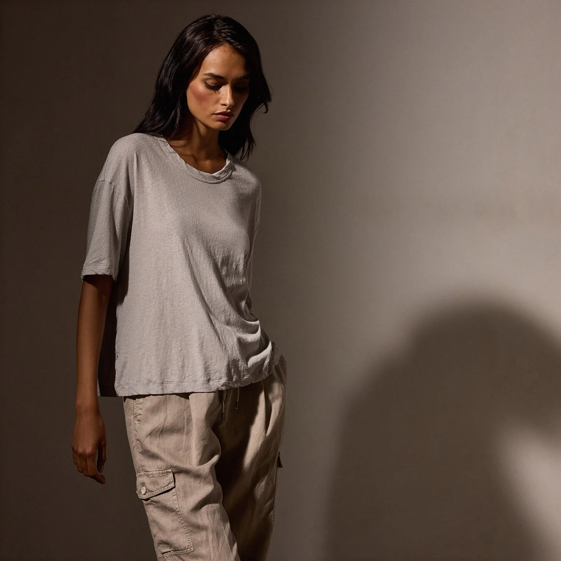 Recycled Cotton Jersey Crew Neck Tee - Salt sold by James Perse