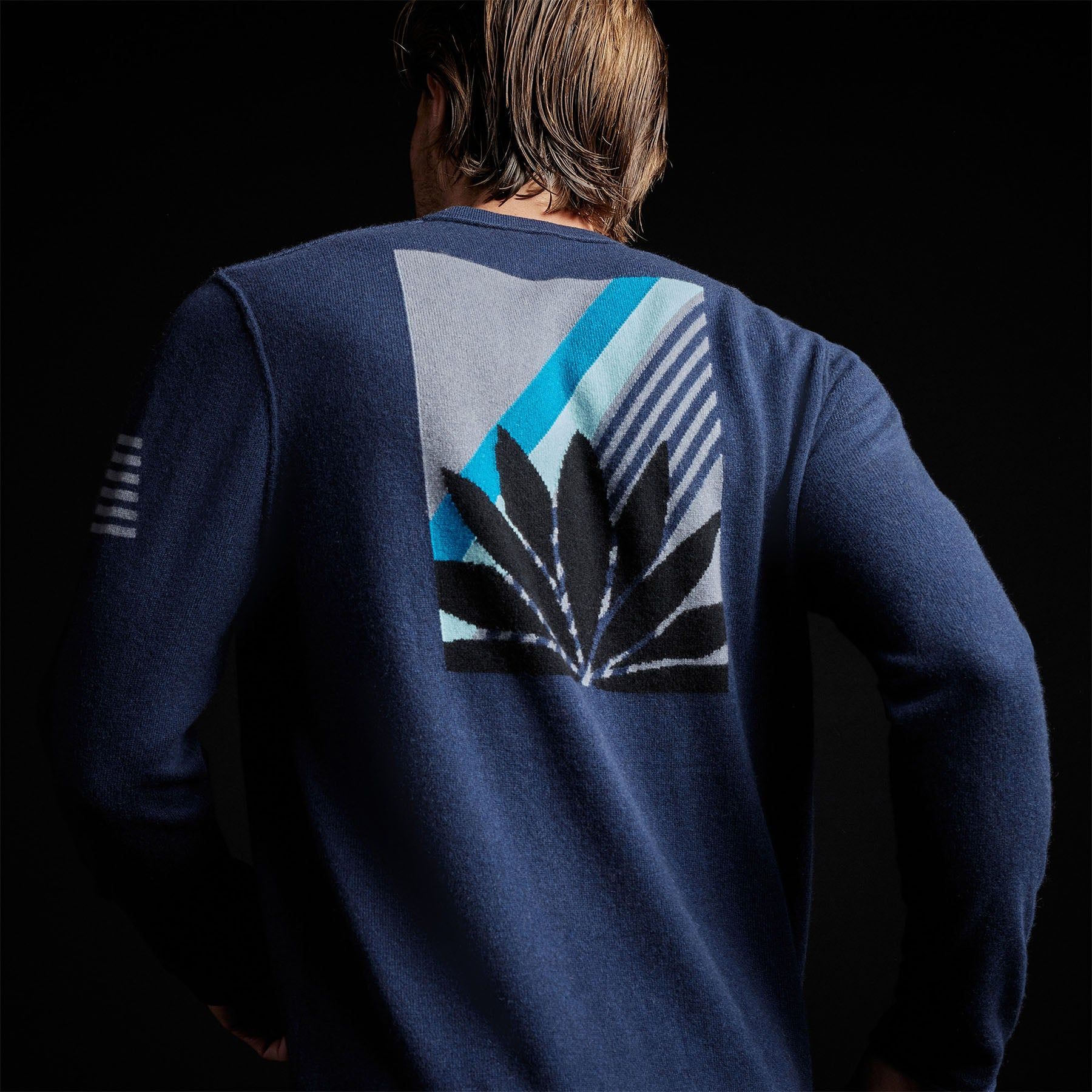 Agave Graphic Recycled Cashmere Sweater - Prussian sold by James Perse