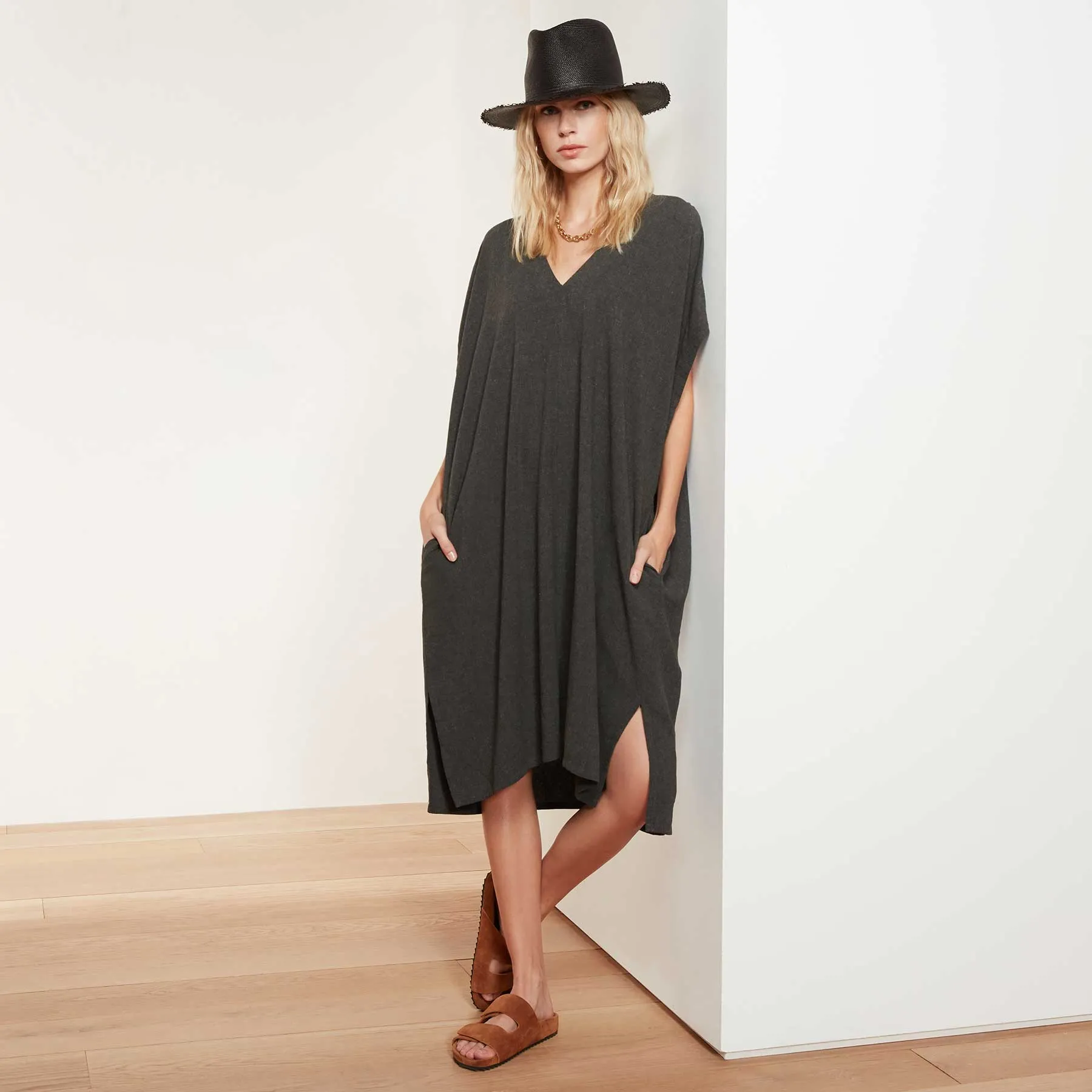 V Neck Kaftan - Anthracite sold by James Perse product image thumbnail 4