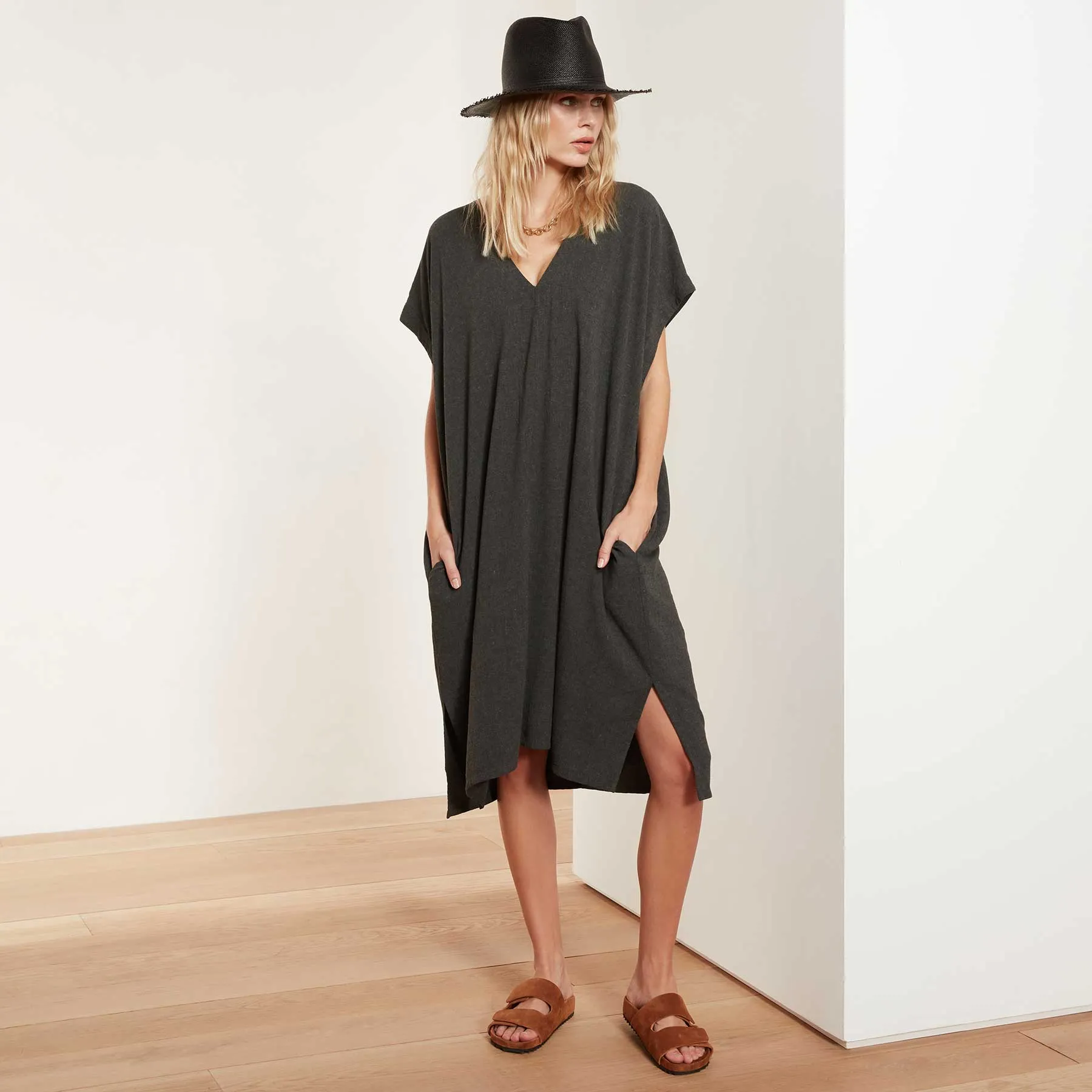 V Neck Kaftan - Anthracite sold by James Perse product image thumbnail 3