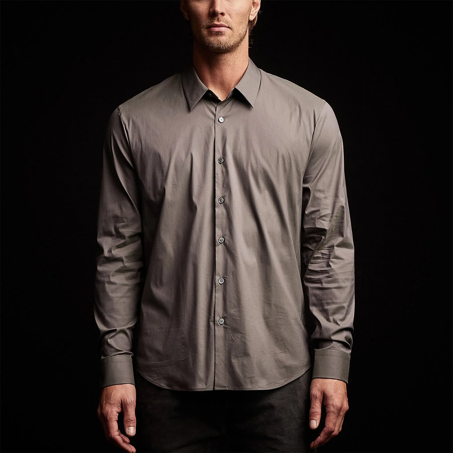 Matte Stretch Poplin Dress Shirt - Dusk sold by James Perse product image thumbnail 3