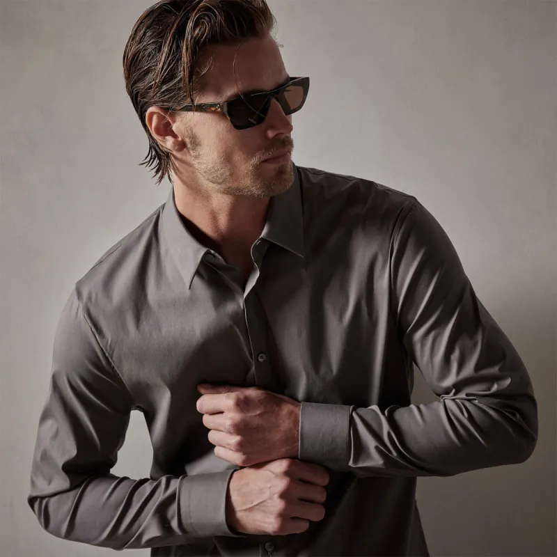 Matte Stretch Poplin Dress Shirt - Dusk sold by James Perse