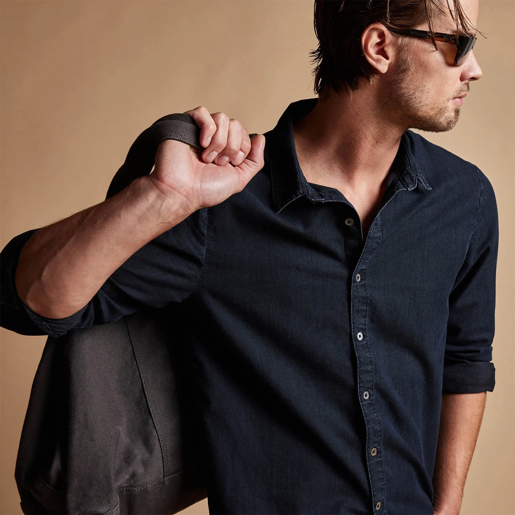 Lightweight Denim Shirt - Blue Black sold by James Perse product image thumbnail 2