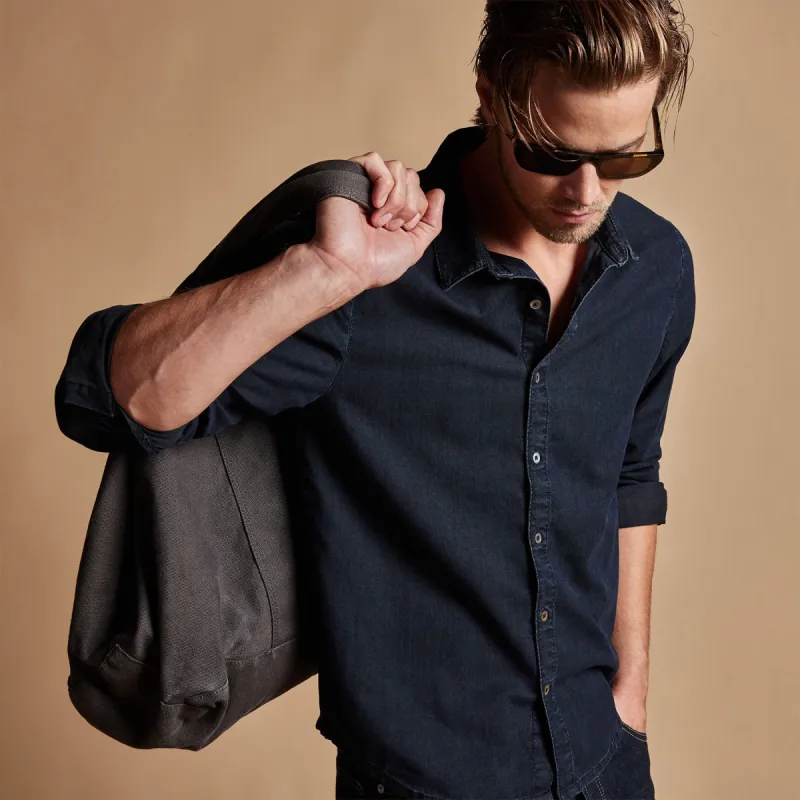 Lightweight Denim Shirt - Blue Black sold by James Perse