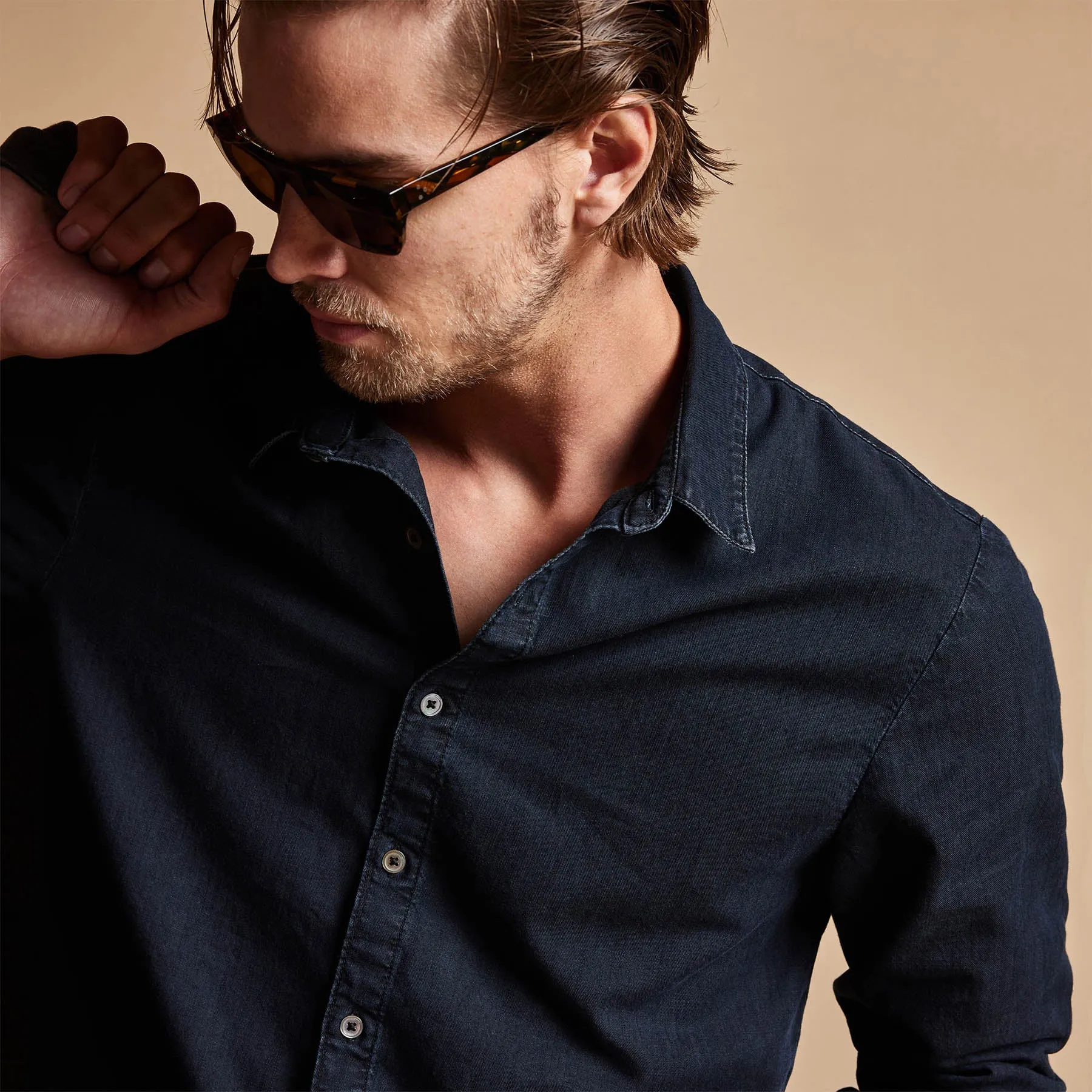 Lightweight Denim Shirt - Blue Black sold by James Perse product image thumbnail 3