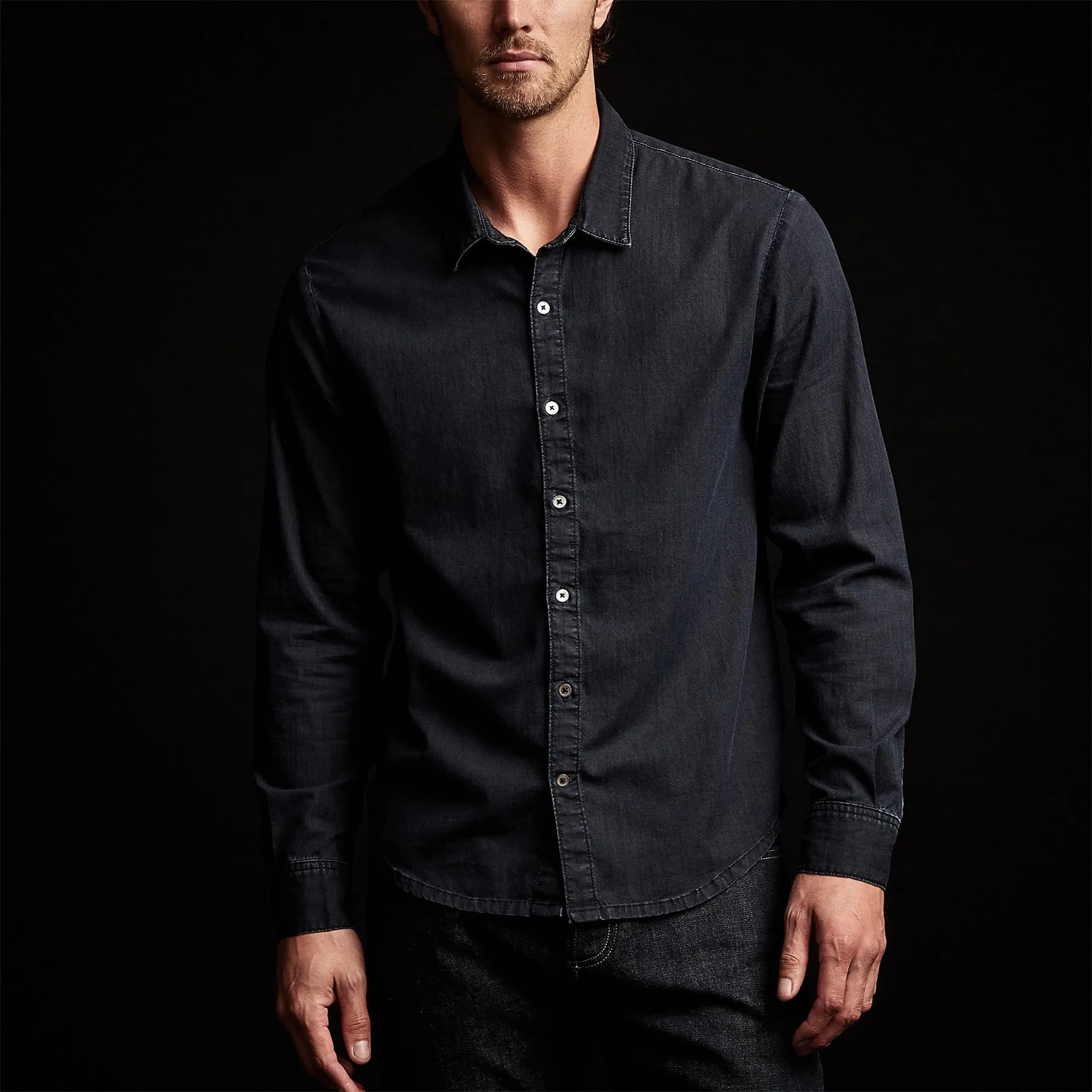Lightweight Denim Shirt - Blue Black sold by James Perse product image thumbnail 4