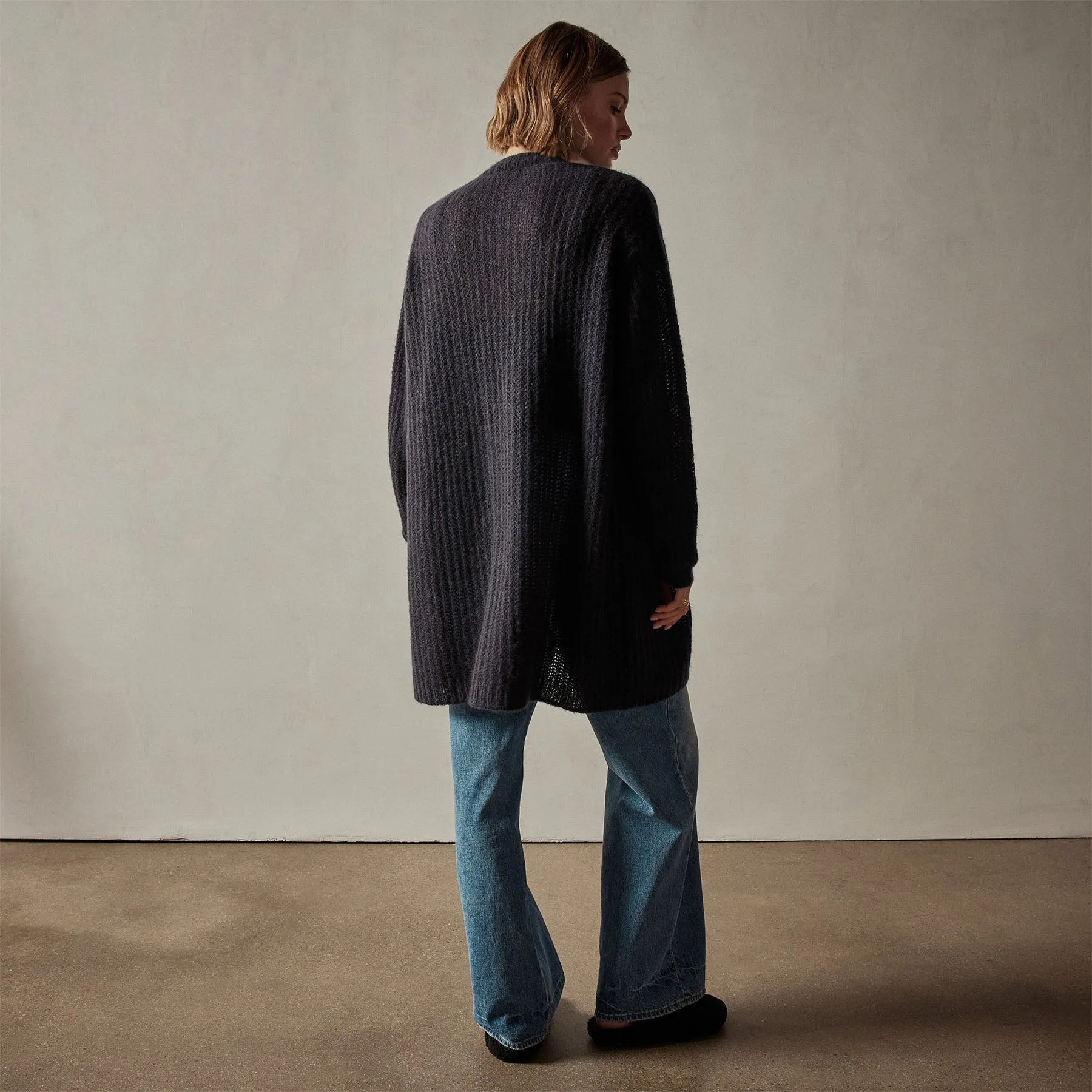 Textured Cashmere Knit Cardigan - Black sold by James Perse product image thumbnail 3