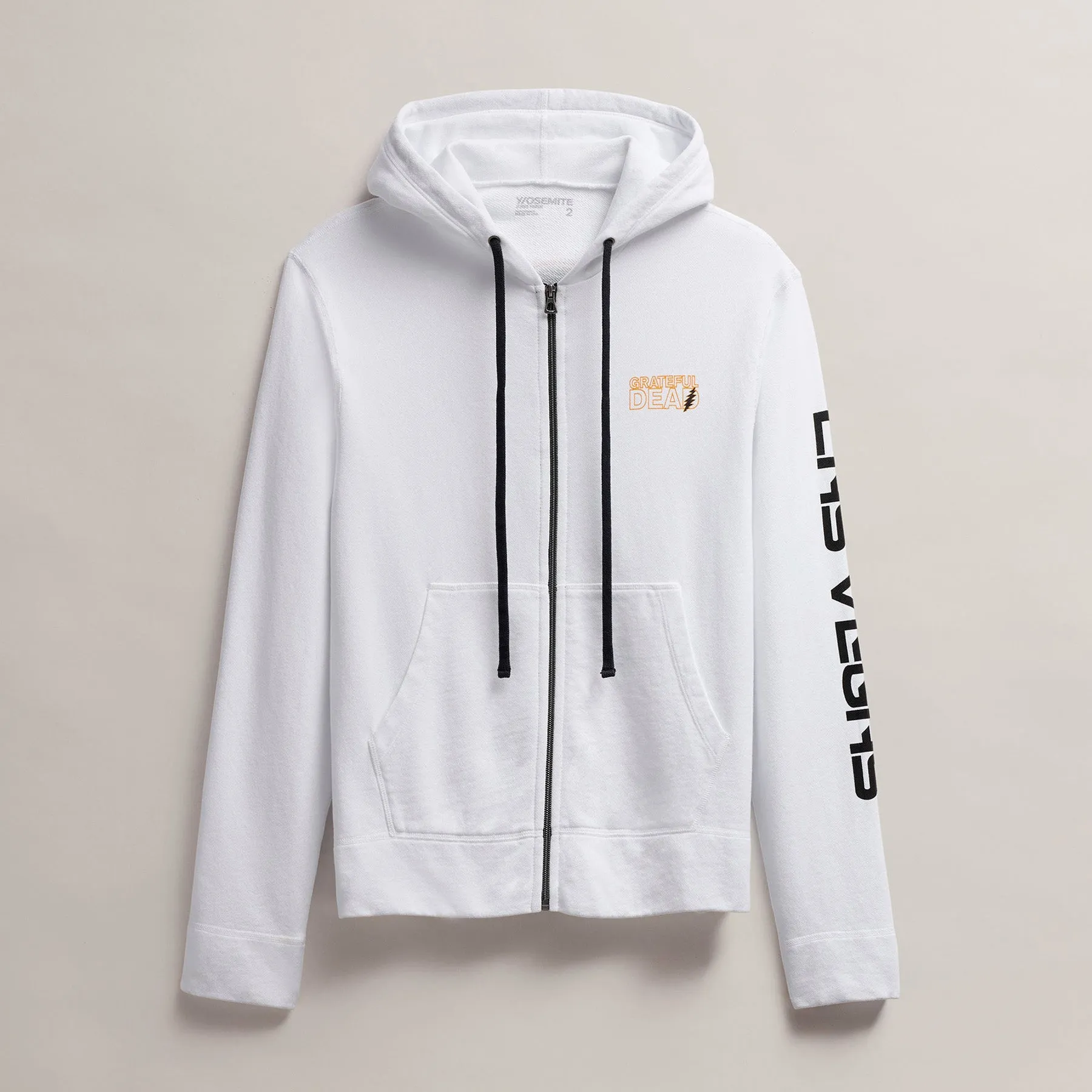 Men's Grateful Dead Lightning Bolt Full Zip Hoodie - White/Cadmium sold by James Perse