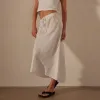 High Low Linen Skirt - White sold by James Perse