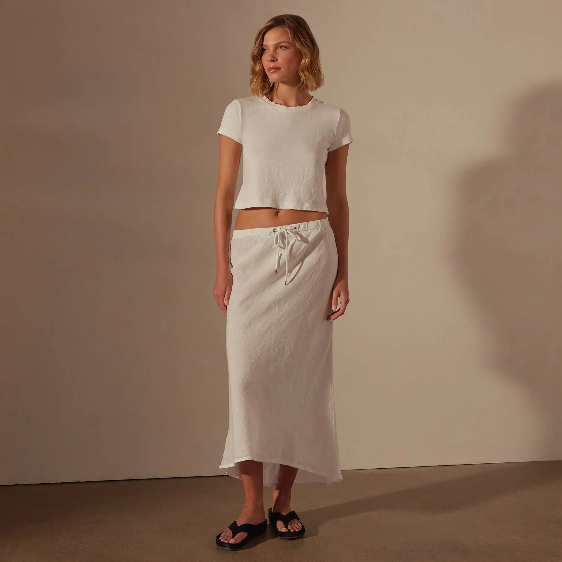 High Low Linen Skirt - White sold by James Perse product image thumbnail 3