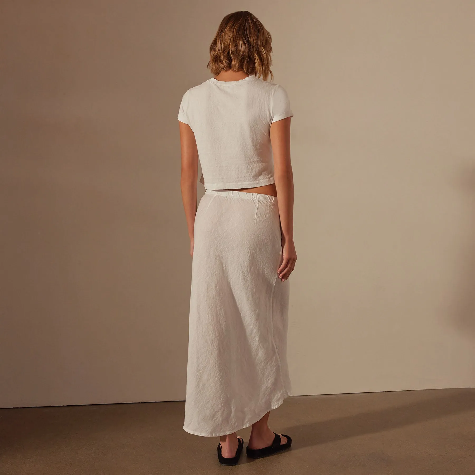 High Low Linen Skirt - White sold by James Perse product image thumbnail 4