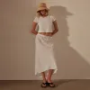 High Low Linen Skirt - White sold by James Perse