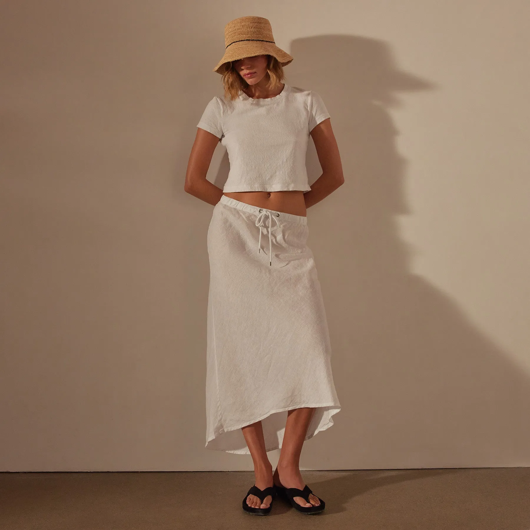 High Low Linen Skirt - White sold by James Perse