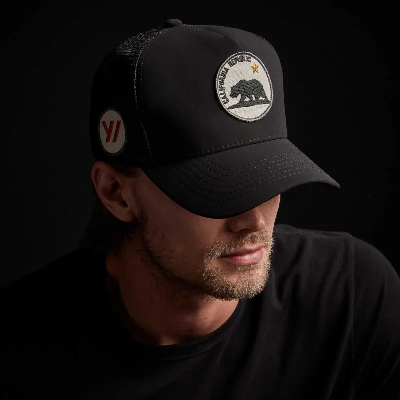 Bear Patch Trucker Hat - Black made by James Perse
