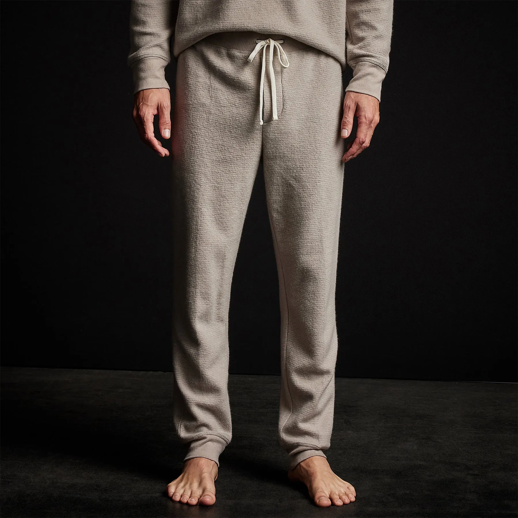 Men's Thermal Knit Lounge Set With Cashmere Blanket - Dapple/Taupe Melange sold by James Perse product image thumbnail 4