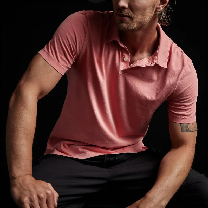Sueded Jersey Polo - Flamingo Pigment made by James Perse