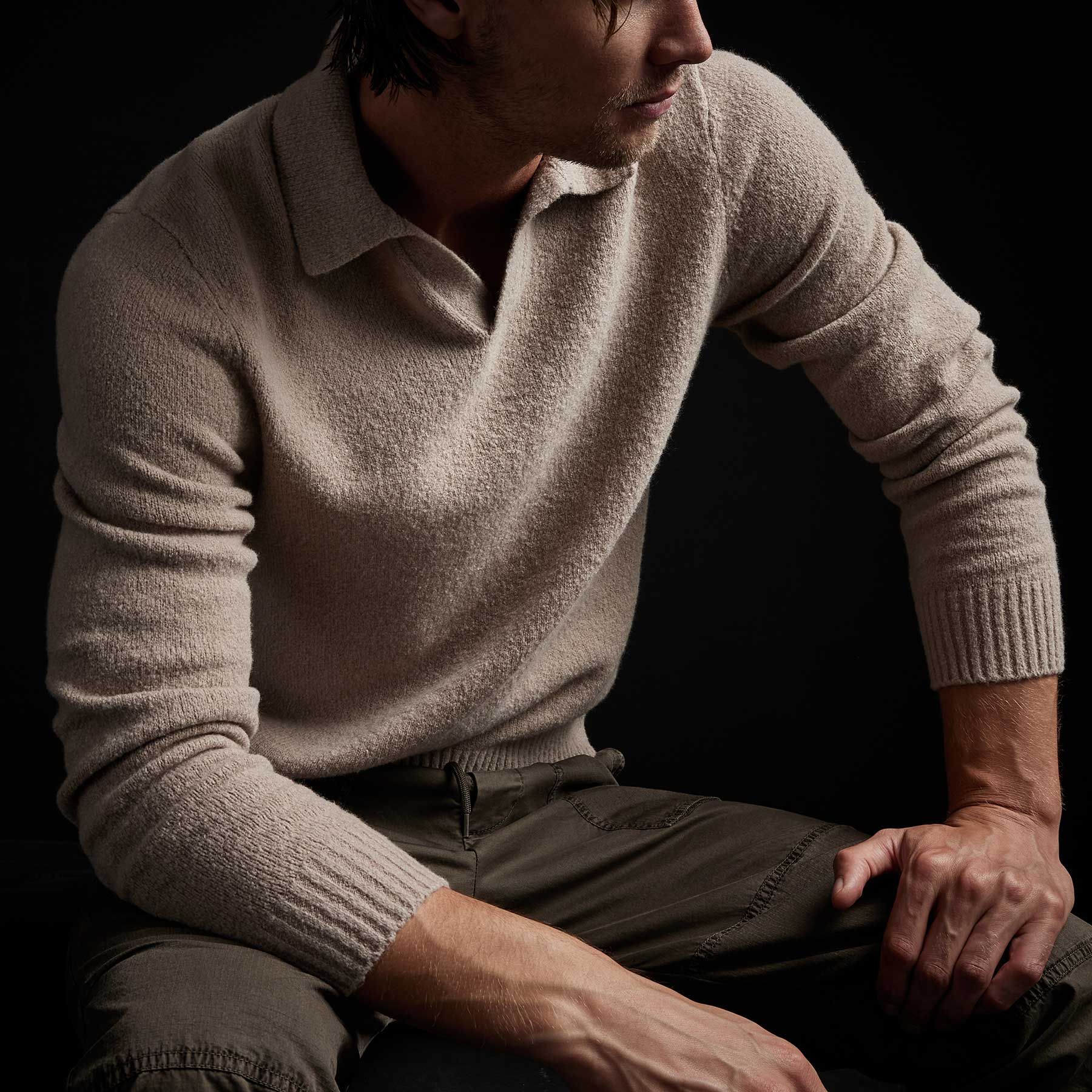 Cotton Wool Polo Sweater Knit - Nude sold by James Perse product image thumbnail 2