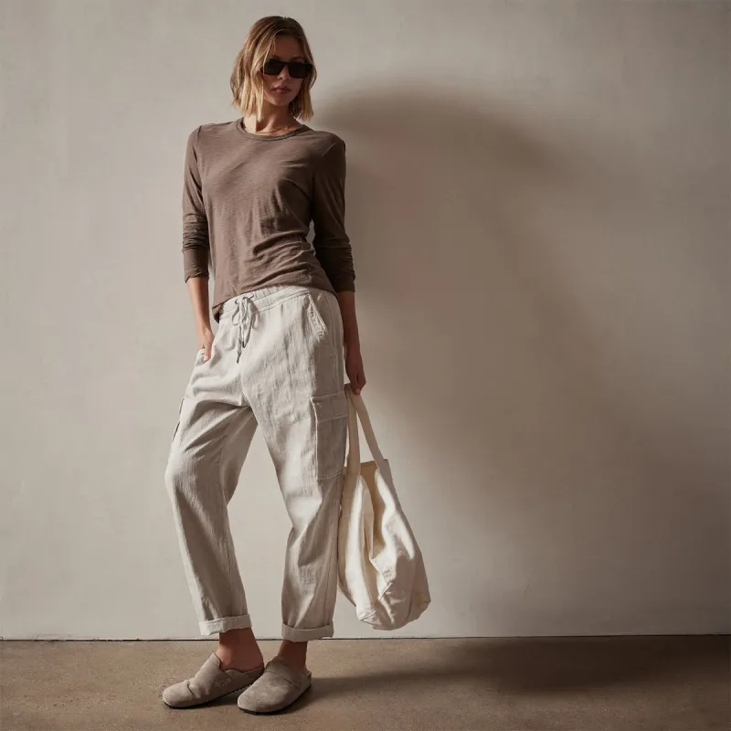 Sheer Slub Long Sleeve Crew - Burro sold by James Perse