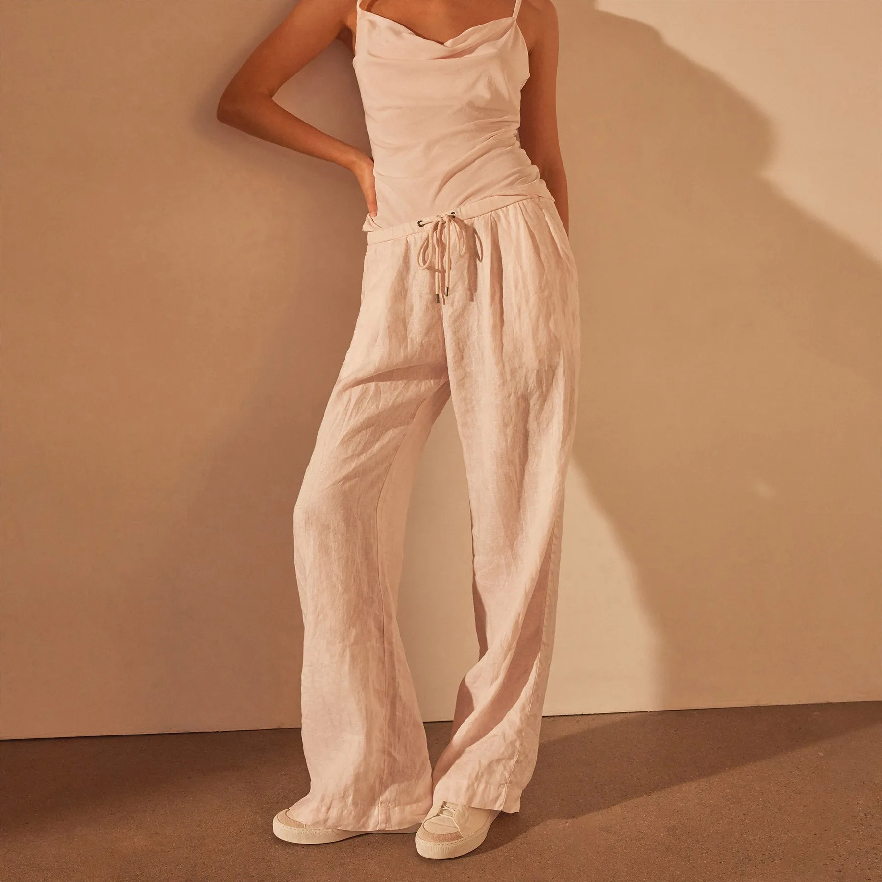 Wide Leg Relaxed Linen Pant - Zephyr Pigment sold by James Perse