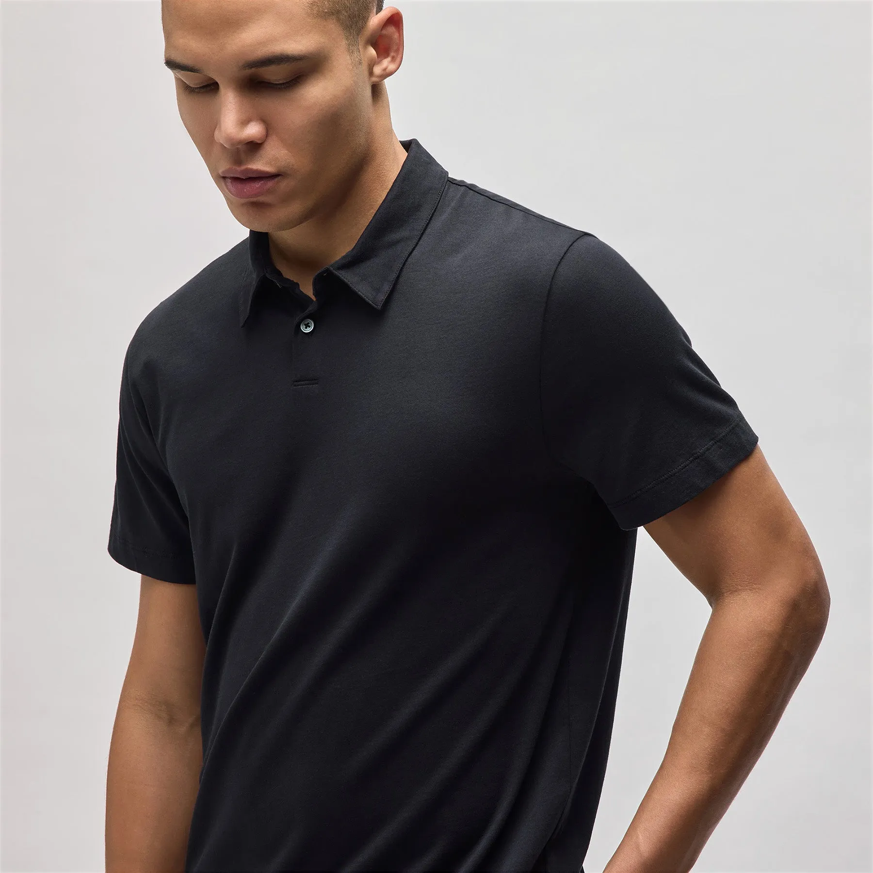 Brushed Lotus Polo - Black sold by James Perse