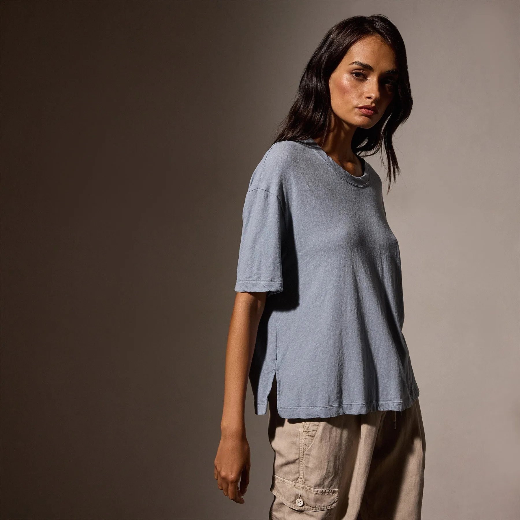 Recycled Cotton Jersey Crew Neck Tee - Bluestone sold by James Perse
