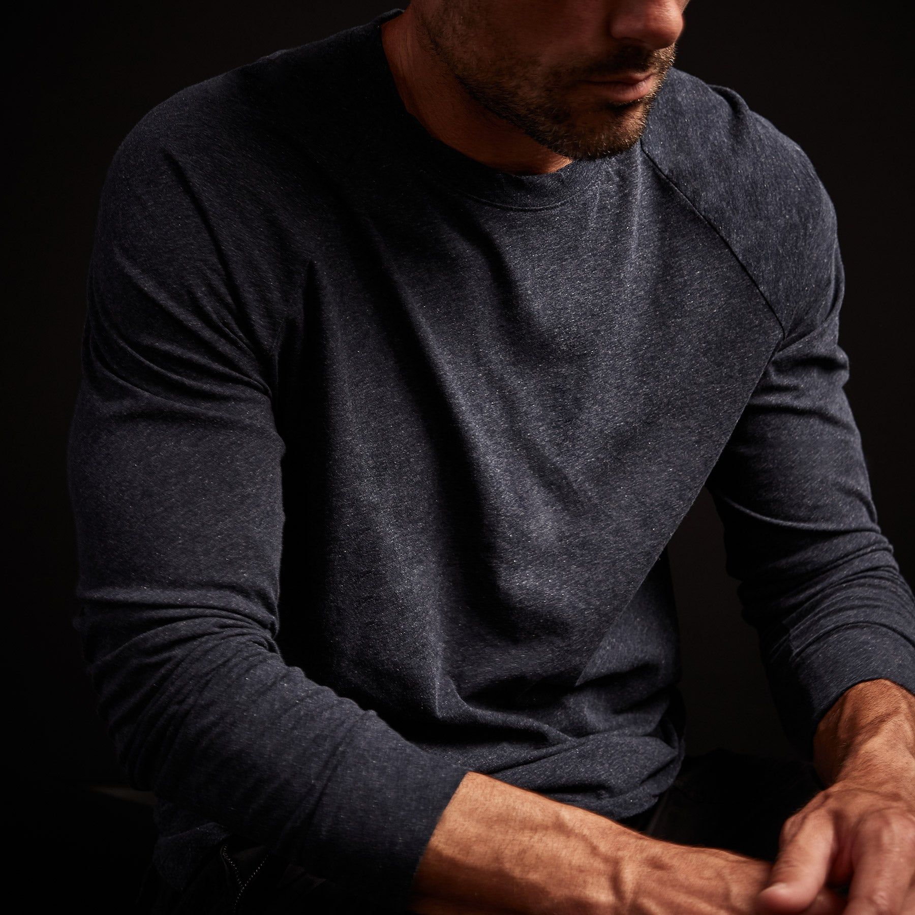 High Twist Recycled Jersey Raglan - Heather Navy sold by James Perse