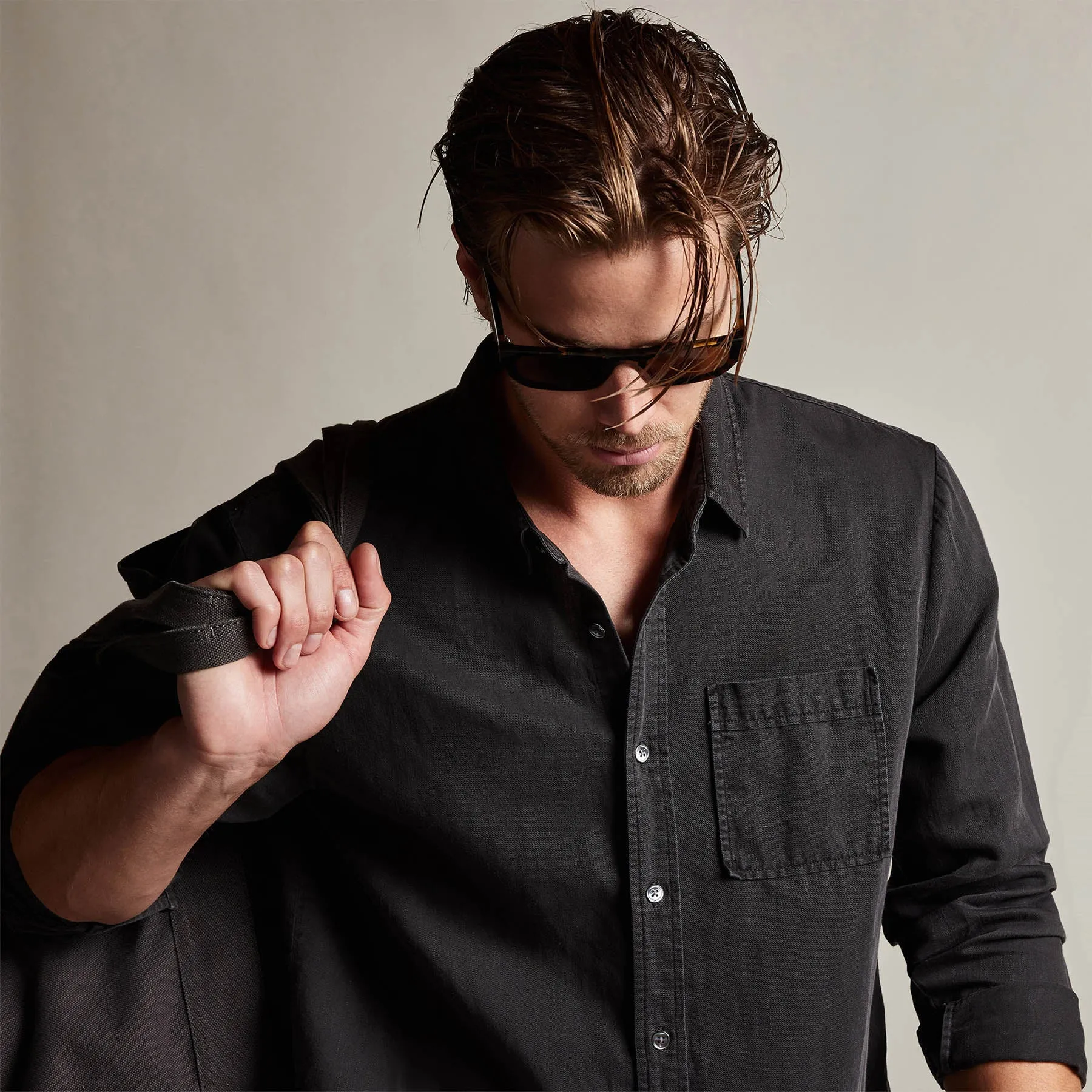 Sierra Cotton Linen Shirt - Magma Pigment sold by James Perse product image thumbnail 3