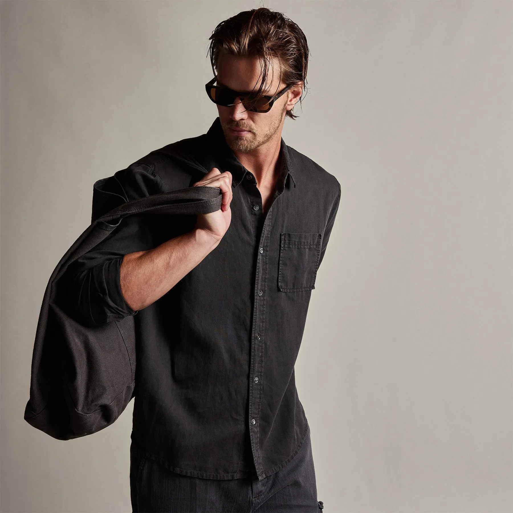 Sierra Cotton Linen Shirt - Magma Pigment sold by James Perse product image thumbnail 2