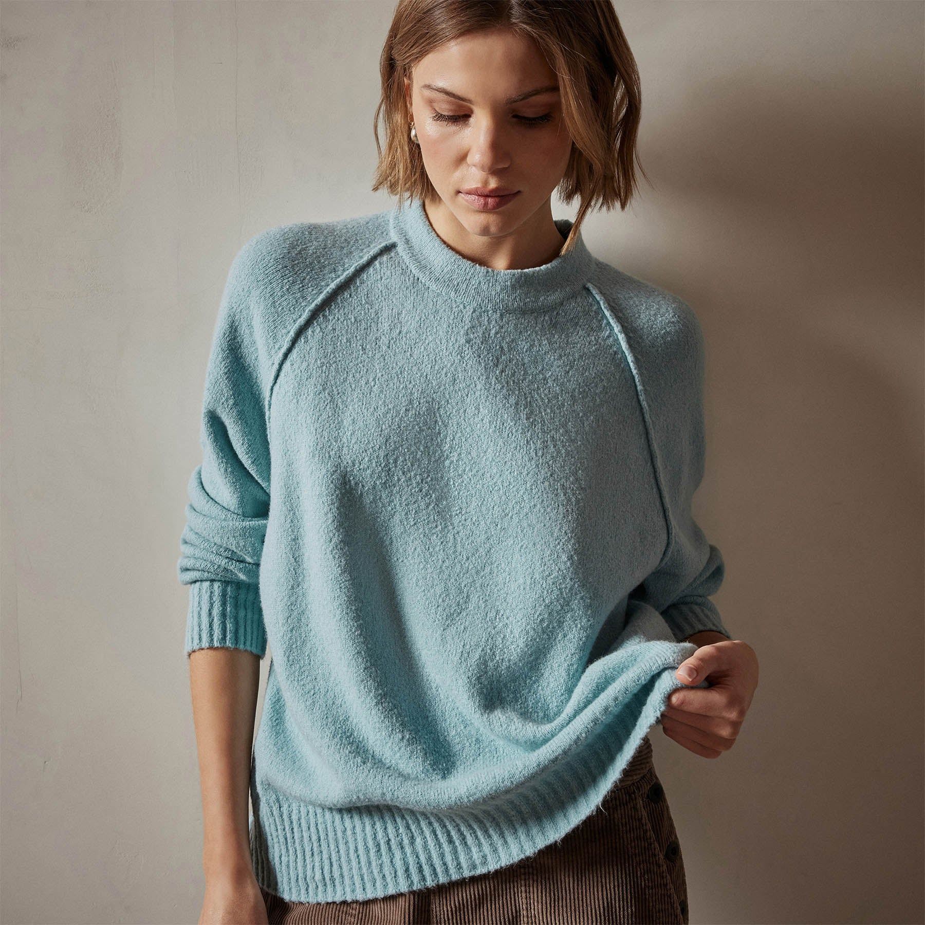 Cotton Cashmere Blend Pullover - Baby Blue sold by James Perse product image thumbnail 4