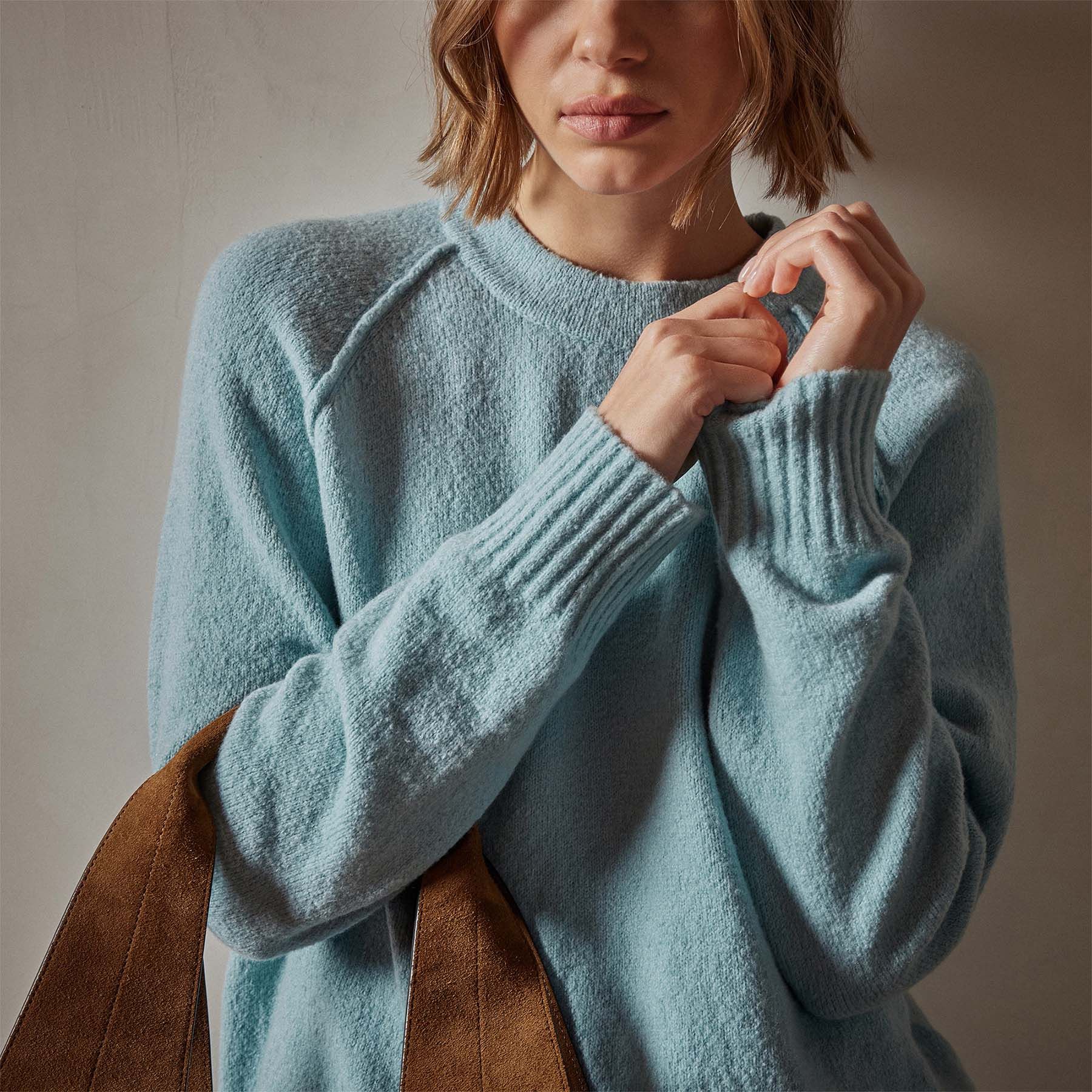 Cotton Cashmere Blend Pullover - Baby Blue sold by James Perse product image thumbnail 3
