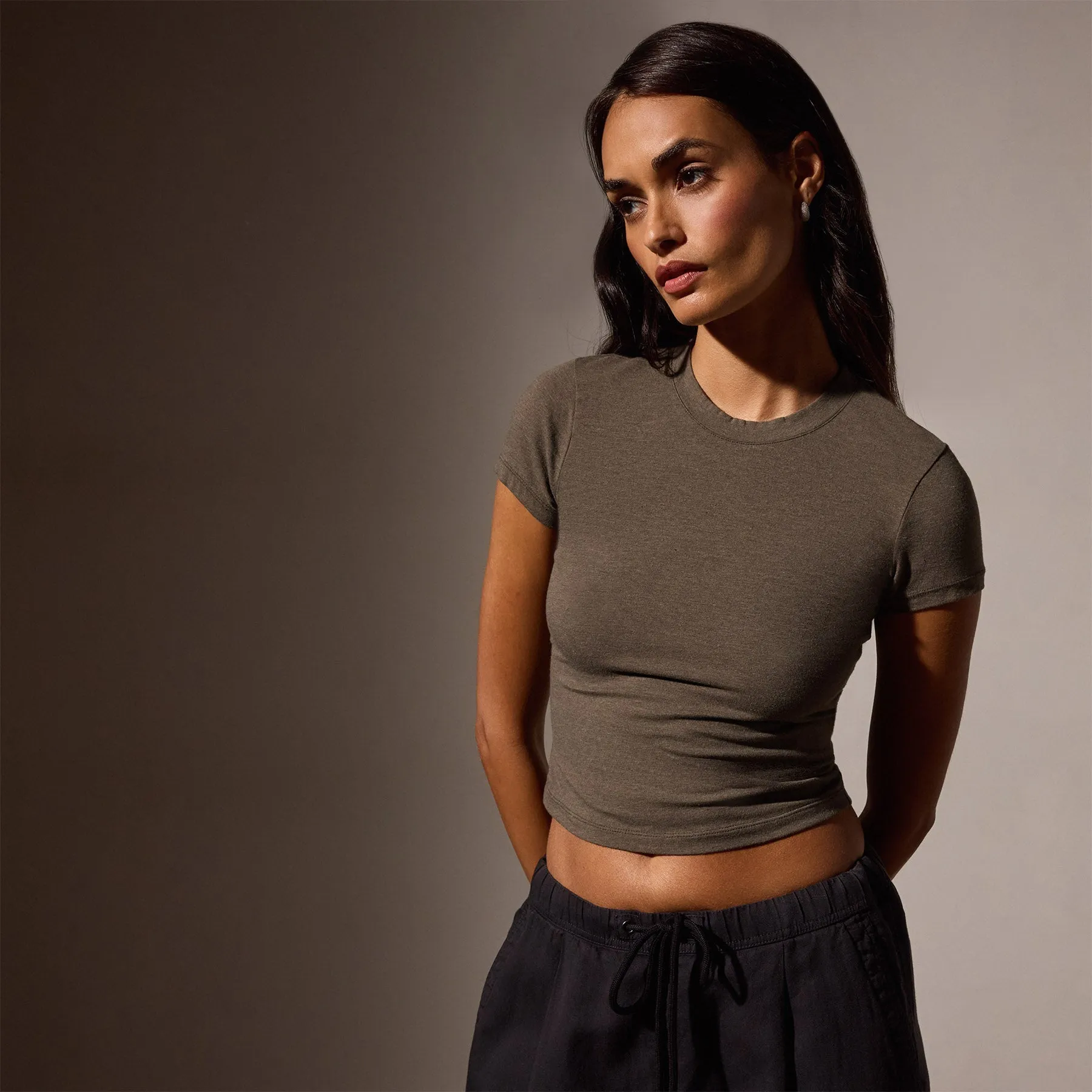 Short Sleeve Cropped Tee - Army Green sold by James Perse product image thumbnail 2