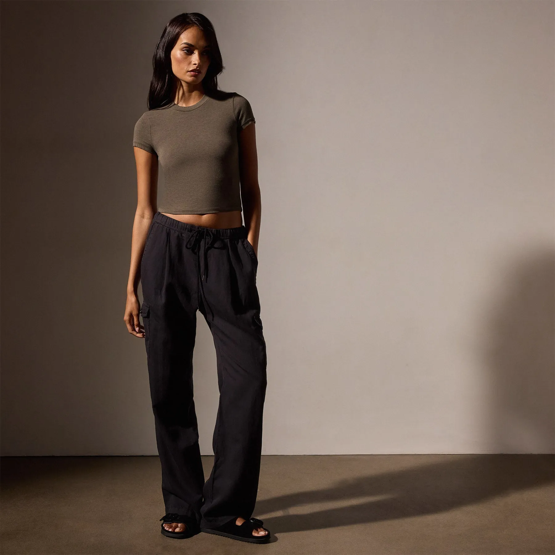 Short Sleeve Cropped Tee - Army Green sold by James Perse product image thumbnail 3