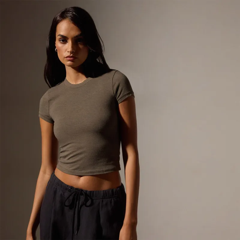 Short Sleeve Cropped Tee - Army Green sold by James Perse