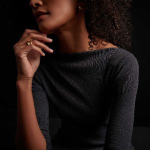 Rib Boat Neck Dress - Blue Black sold by James Perse