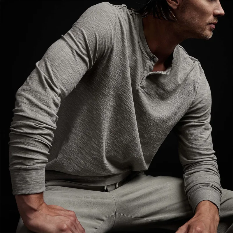 Reverse Slub Jersey Henley - Concrete Pigment sold by James Perse