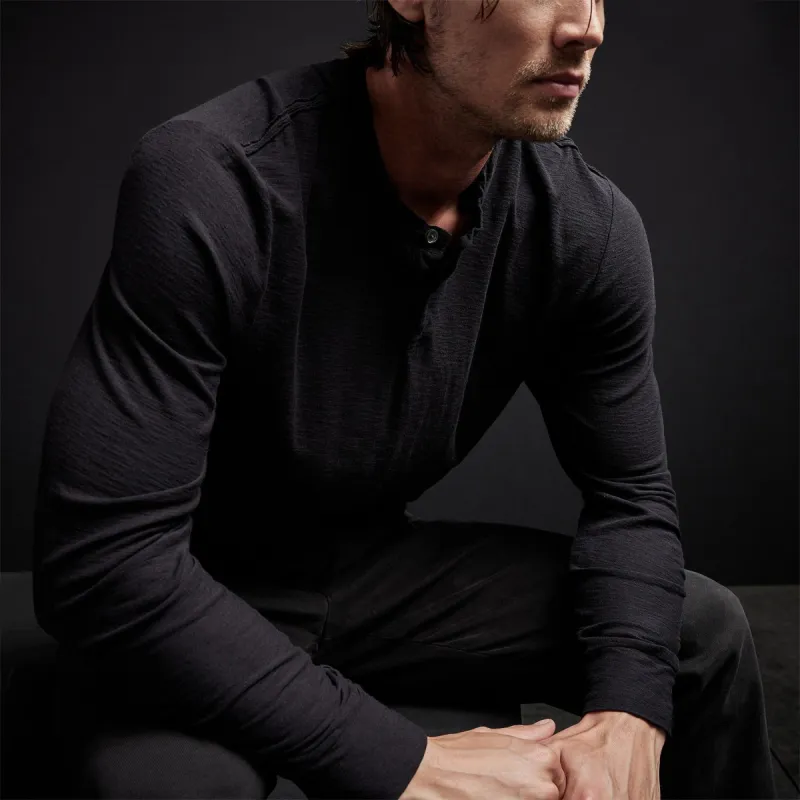 Reverse Slub Jersey Henley - Black sold by James Perse